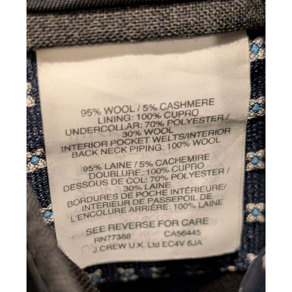 J.Crew Italy Crosby Mens 46R Charcoal Wool & Cashmere Blend Button Topcoat H2322 - Picture 8 of 9